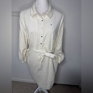 Tommy Hilfiger Off-White corduroy dress with belt size 12 new with tag